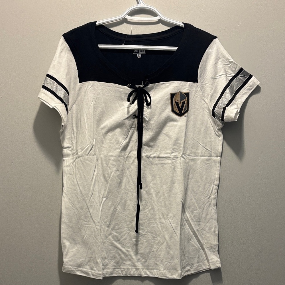 Women’s Black and White Lace-Up Shirt